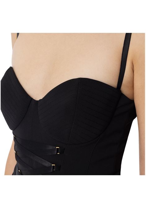 Crepe bodysuit with criss-cross ties ELISABETTA FRANCHI | bodysuit | BO02551E2110